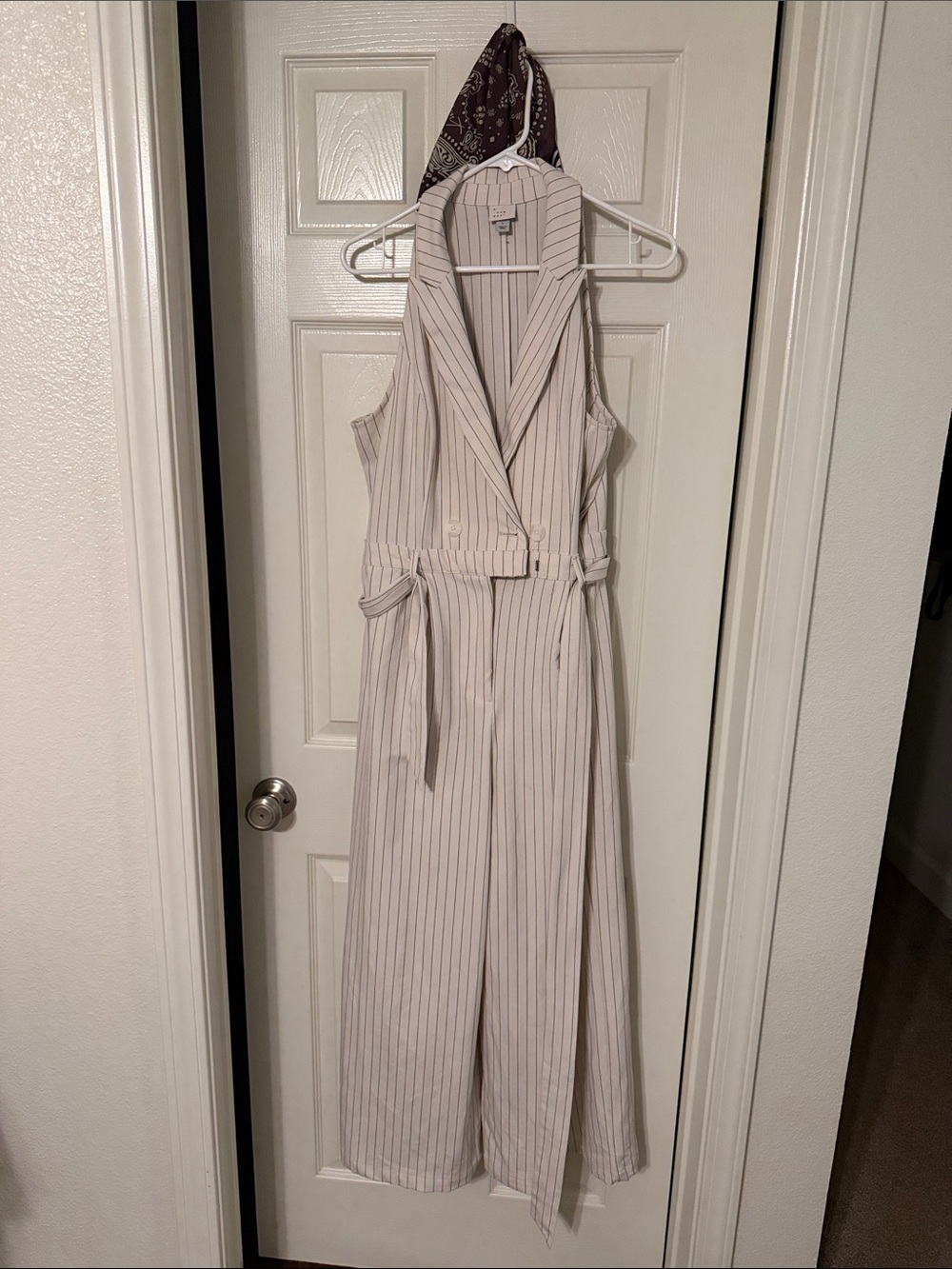 a new day White Pinstripe Sleeveless Wide-Leg Jumpsuit